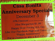 Casa Bonita menu