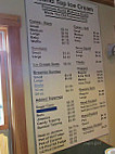 Round Top Ice Cream menu