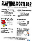 Playtime Sports Ballroom menu