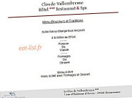 Le Clos de Vallombreuse menu