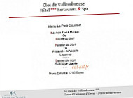 Le Clos de Vallombreuse menu