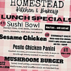 Homestead Kitchen Bakery menu