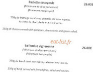 Le Refuge Du Skieur menu