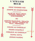 L'atelier Miam menu