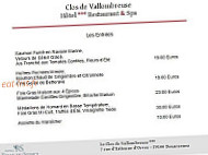 Le Clos de Vallombreuse menu