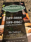 G Alexanders Pizza menu