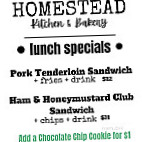 Homestead Kitchen Bakery menu