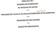 Auberge Le Semnoz menu