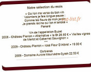 La Vieille Auberge menu