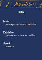 L'aventure menu