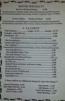 El Palacio Mexican menu