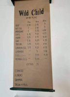 Wild Child Coffee Co. menu