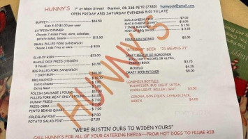 Hunny's menu