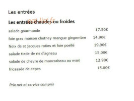 Le Sarment menu