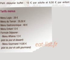 Hôtel Montespan Talleyrand menu