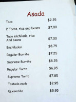 Tino's Taco Truck menu