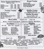 Dairy Queen menu