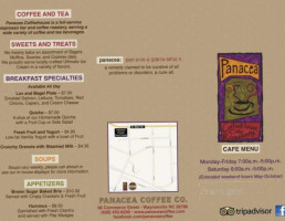 Panacea Coffee House Cafe menu