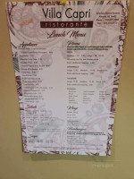 Villa Capri Italian menu