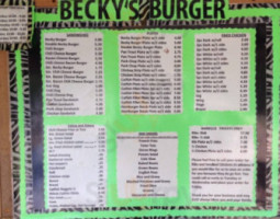 Becky's Burgers menu