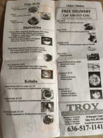 Troy Mediterranean Cuisine menu