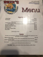 Rezk's Burger Lounge Pizzeria menu