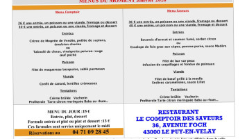 Le comptoir des saveurs menu