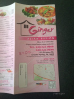 Ginger Asian Fusion menu