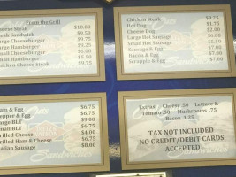 Sam's Sub Shop menu