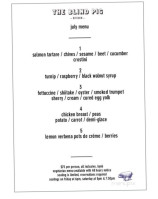 The Blind Pig Kitchen menu