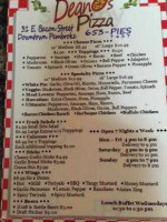 Deano's Pizza menu