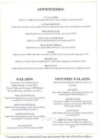 Paci's Lounge Dining Room menu