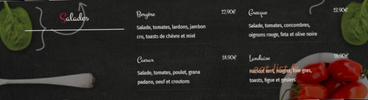 Bar des Fleurs menu