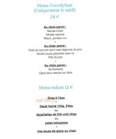 Cocody Sun menu