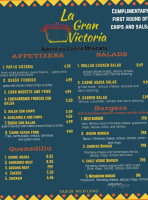 La Gran Victoria menu