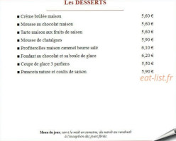 Hostellerie De La Vallée menu