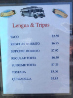 Tino's Taco Truck menu