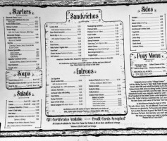 Foster's Coach House Tavern menu