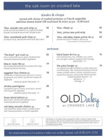 Old Daley On Crooked Lake menu