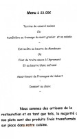 Auberge Des Entremonts menu