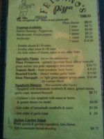 Fricano's Pizza Tavern menu