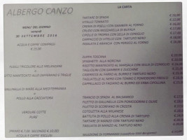 Albergo Canzo menu