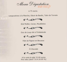 Le Grand Paris menu