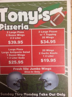 Tonys Pizzeria menu