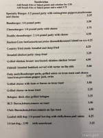 Our Lakeside Diner menu