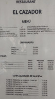 El Cazador menu