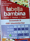 La Bella Bambina menu