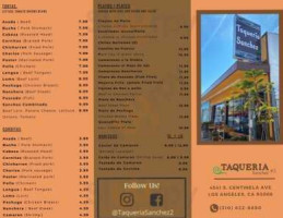 Taqueria Sanchez menu