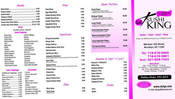 Sushi King menu