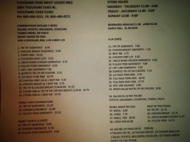 Thousand Oaks Meat Locker menu